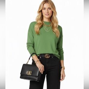 Twik Green Crewneck Preppy Light Weight Sweater Size Extra Small